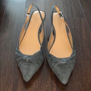 Brand new low heel grey suede heel